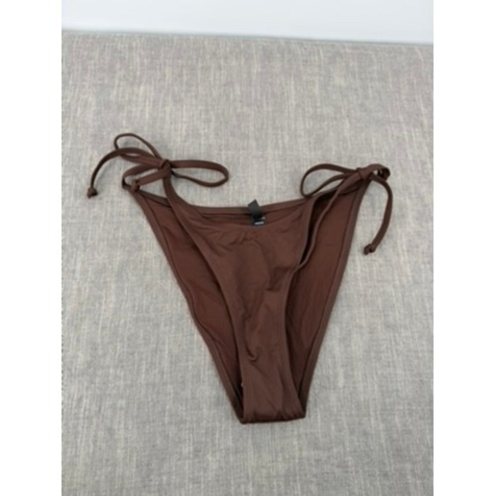 SKIMS Recycled Swim Dippy Tie Bikini Bottoms Cocoa Brown Size M Medium NWT